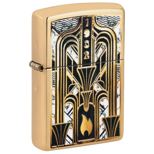 Зажигалка ZIPPO Art Deco Flame High Polish Brass 46585