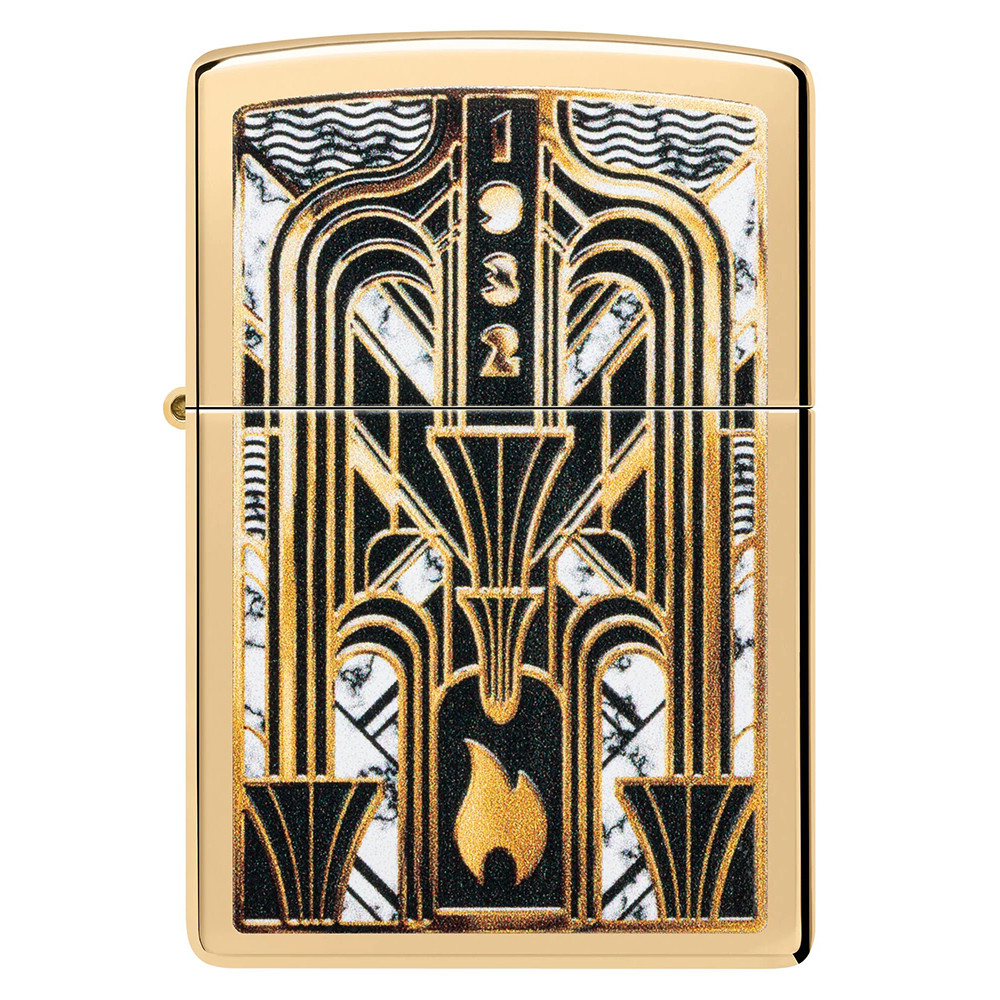 Зажигалка ZIPPO Art Deco Flame High Polish Brass 46585
