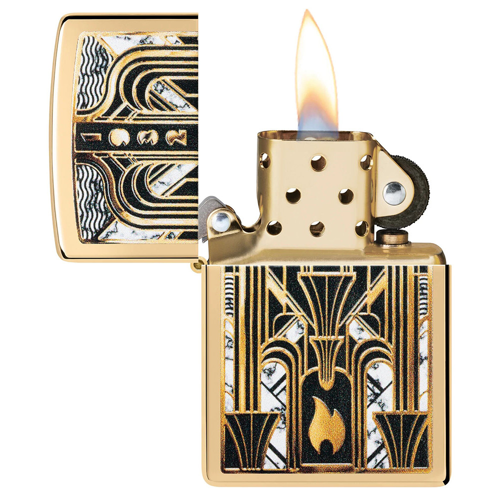 Зажигалка ZIPPO Art Deco Flame High Polish Brass 46585