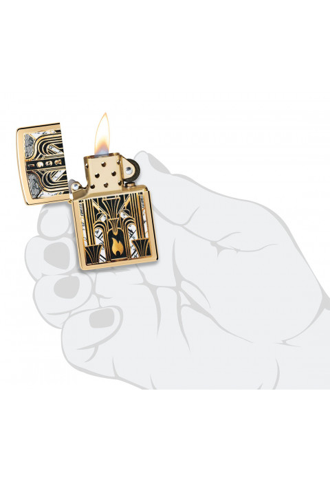 Зажигалка ZIPPO Art Deco Flame High Polish Brass 46585