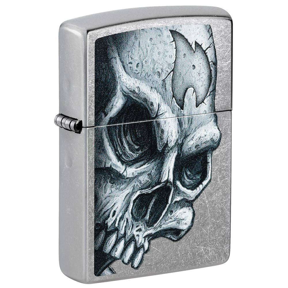 Зажигалка ZIPPO Skull and Flame Street Chrome 46587