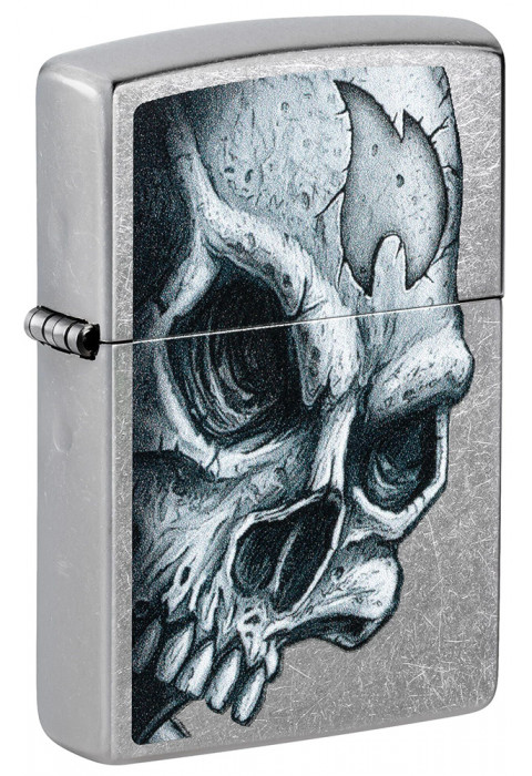 Зажигалка ZIPPO Skull and Flame Street Chrome 46587