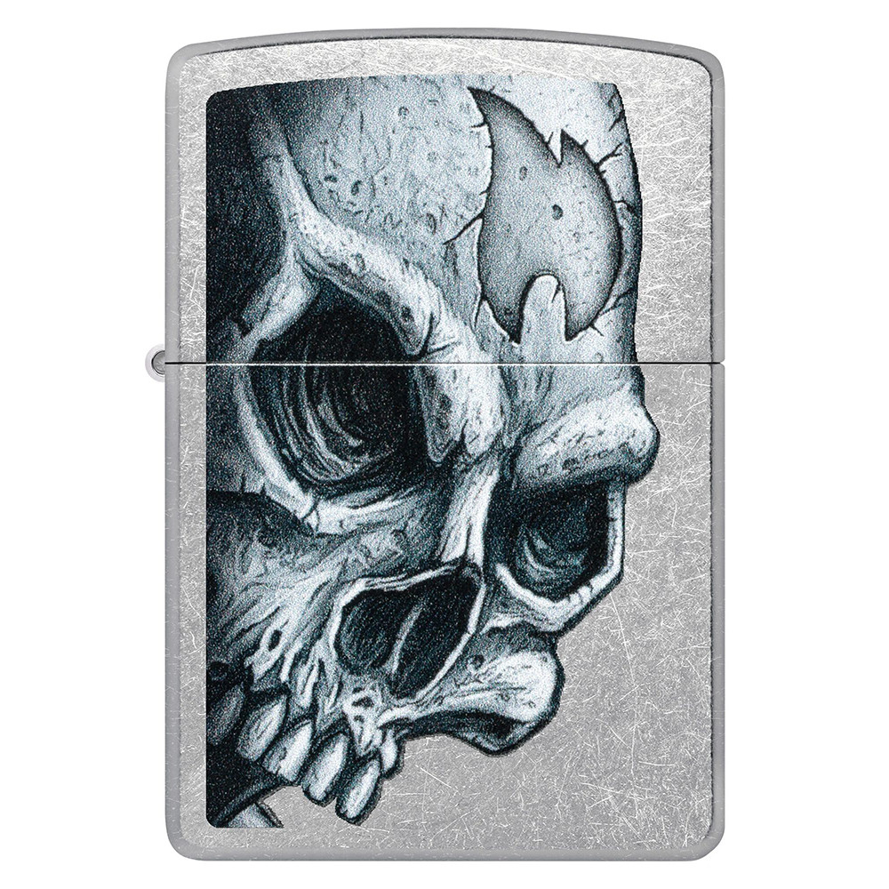Зажигалка ZIPPO Skull and Flame Street Chrome 46587