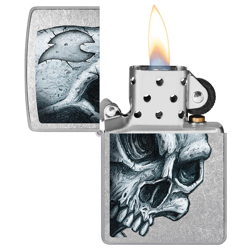 Зажигалка ZIPPO Skull and Flame Street Chrome 46587