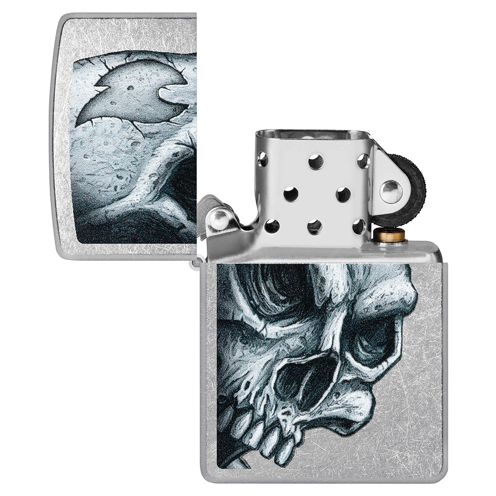 Зажигалка ZIPPO Skull and Flame Street Chrome 46587