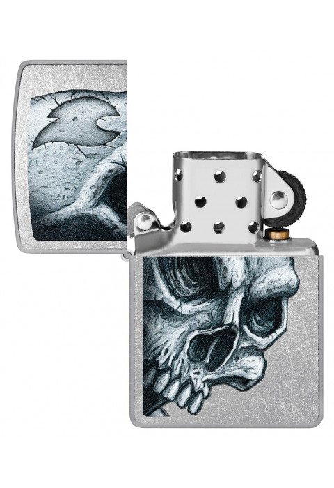 Зажигалка ZIPPO Skull and Flame Street Chrome 46587