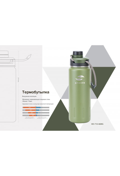 Термобутылка Stinger, 0,71 л, "зеленый мох" HD-710-46MG