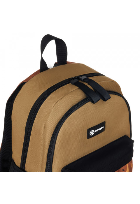 Рюкзак TORBER CLASS X Mini, хаки с орнаментом T1801-23-Kha