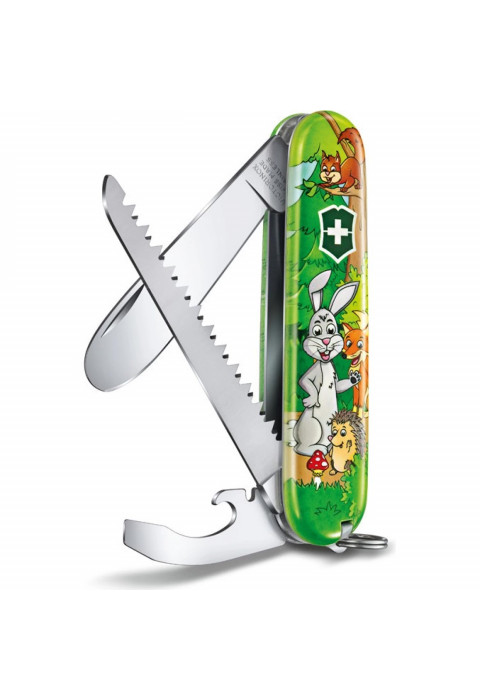 Набор для детей VICTORINOX "Кролик": перочинный нож 84 мм, шнурок на шею, книга-раскраска, зелёный 0.2373.E2