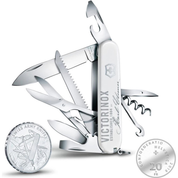 Набор VICTORINOX: нож Huntsman и серебряная монета 1.1918.J18