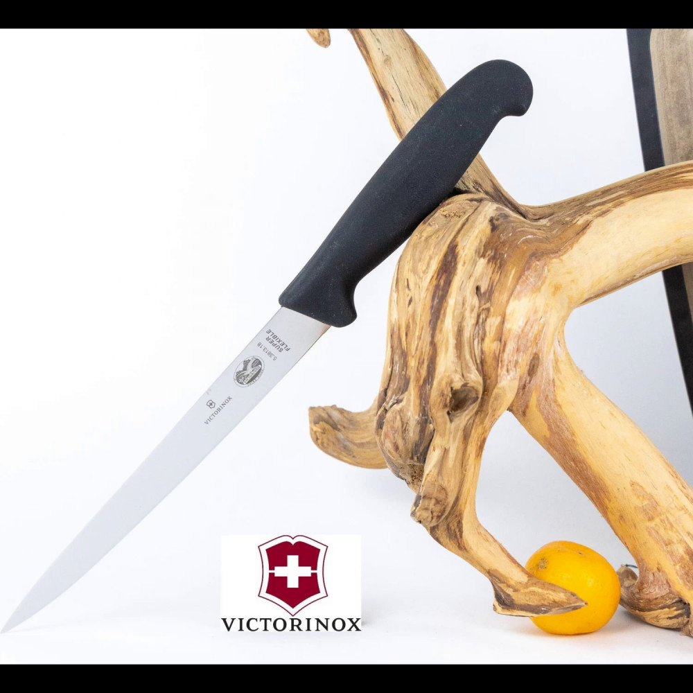 Нож филейный для рыбы VICTORINOX Fibrox с супер-гибким лезвием 18 см 5.3813.18