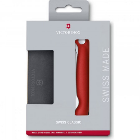 Набор VICTORINOX Swiss Classic: складной нож для овощей и разделочная доска, красная рукоять 6.7191.F1