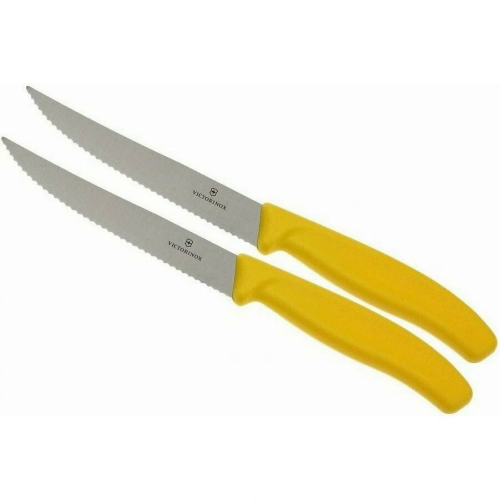 Набор из 2 ножей для стейка и пиццы SwissClassic Gourmet 12 см, с серейторной заточкой VICTORINOX 6.7936.12L8B Swiss made