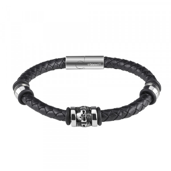 Браслет Three Charms Leather Bracelet 3 с шармами (22 см) ZIPPO