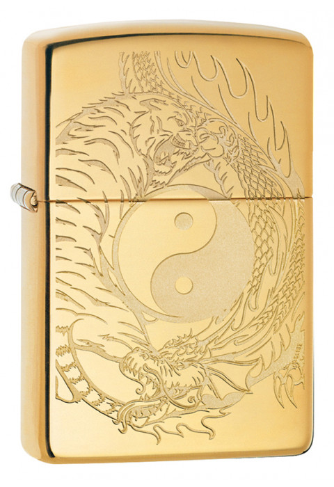 Зажигалка High Polish Brass Tiger and Dragon Design ZIPPO