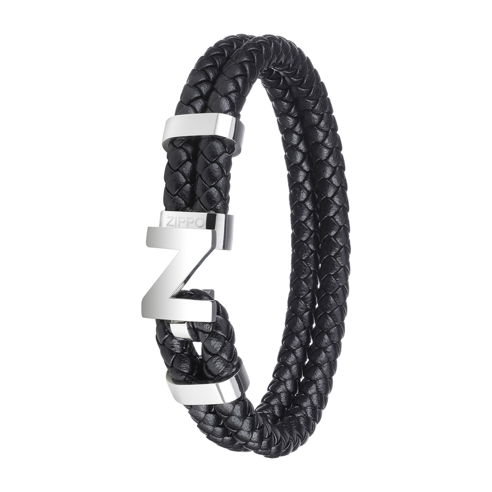Браслет Steel Braided Leather Bracelet (22 см) ZIPPO