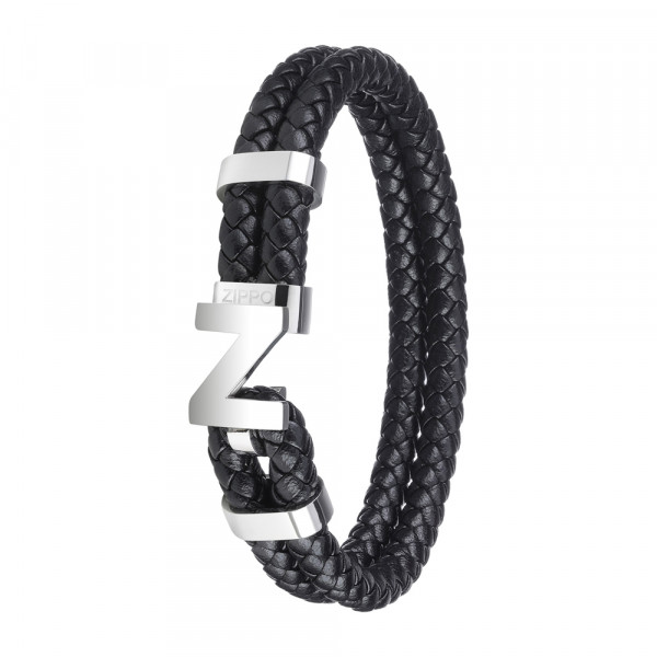Браслет Steel Braided Leather Bracelet (22 см) ZIPPO